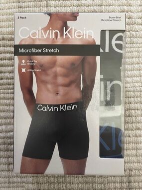 Calvin Klein Black Microfiber Stretch Boxer Briefs - 3 Pack SMALL